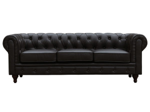 Canapé fixe Chesterfield "Aliza" - 204 x 80 x 58 cm - 3 places - Marron 2