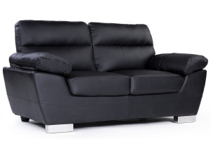 Canapé fixe en cuir reconstitué et PVC "Dallas" - 169 x 88 x 90 cm - 2 places - Noir