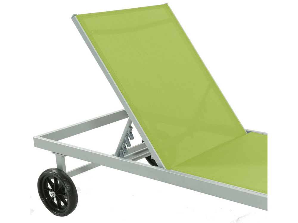 Bain de soleil Alu / Textilene "Bella" avec roues - Vert