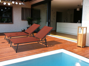 Lot de 2 bains de soleil en métal "Sublima" - 180 x 54 x 104 cm - Terracotta 2