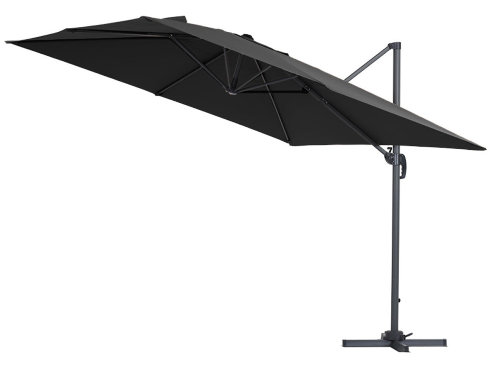 Parasol jardin déporté Alu "Sun 3" - Carré - 3 x 3 m - Noir - Dalles incluses