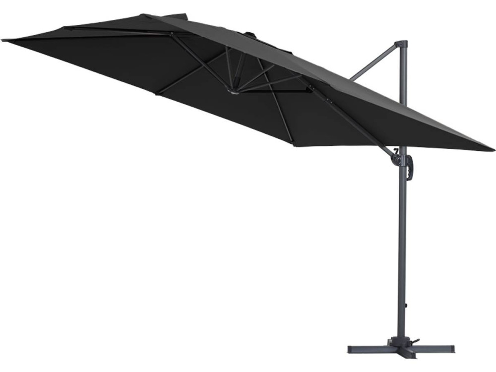 Parasol jardin déporté Alu "Sun 3" - Carré - 3 x 3 m - Noir + housse de protection
