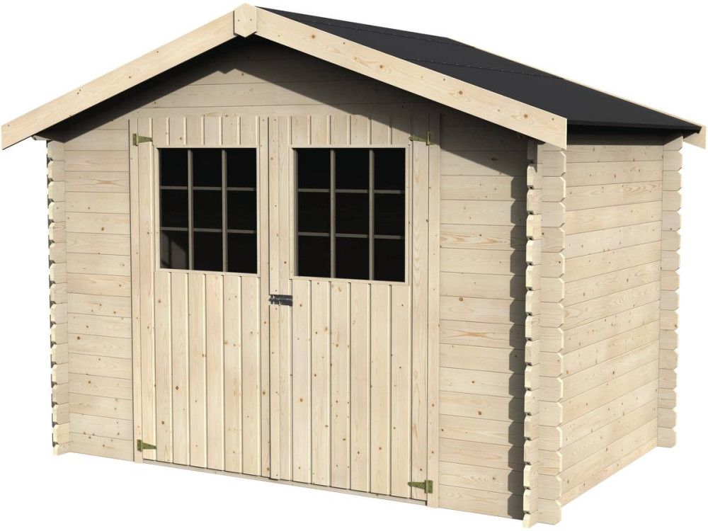 Abri jardin bois "Flodova" - 5.90 m² - 2.98 x 1.98 x 2.32 m - 28 mm