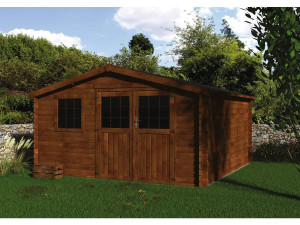 Abri jardin bois "Vallauris" - 15.84 m² - 3.98 x 3.98 x 2.29 m - 34 mm - Traité marron 2
