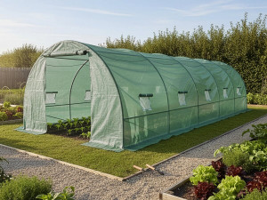 Serre tunelle de jardin 8 x 3 m "Lys" - 24 m² - 140g - Vert 2