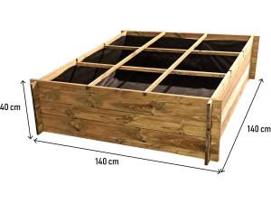 Carré potager en bois "Nigelle" - 140 x 140 x 40 cm 2