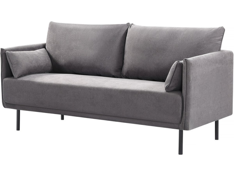 Canapé fixe tissu "Rudy" - 180.5 x 78 x 52 cm - 3 places - Gris foncé