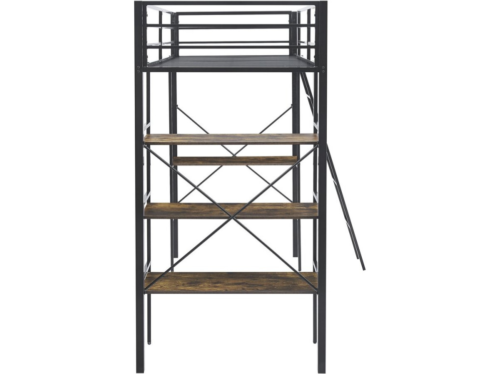 Lit mezzanine avec bureau en métal "Raphaël" - 190 x 90 cm - Noir