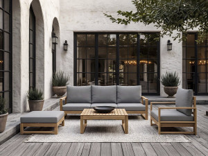 Salon de jardin en bois d'acacia avec coussins "Bellingham" - 5 places - Gris 2