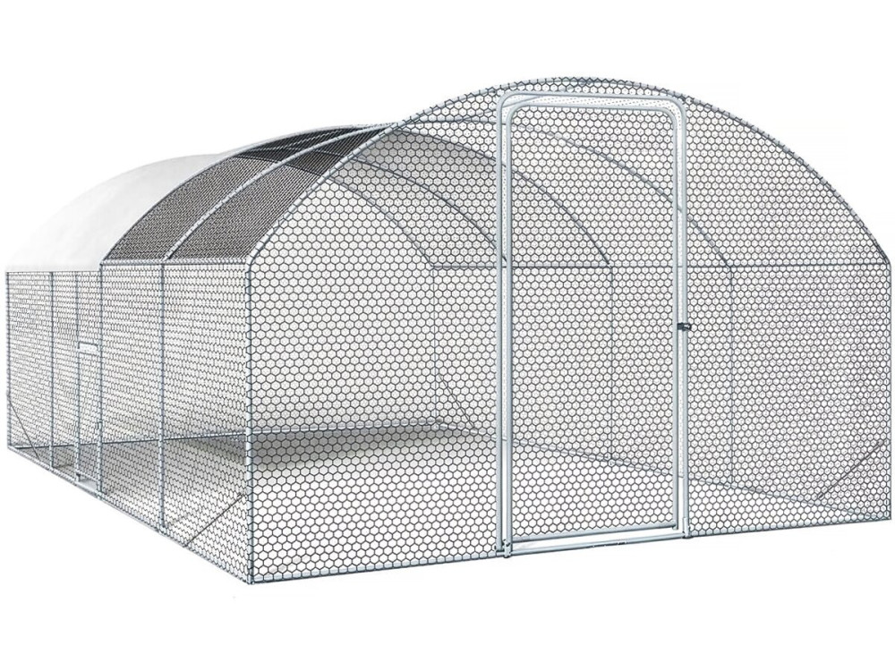 Enclos à poules dôme 15 m² parc grillagé "Cocorico" - 5 x 3 m - acier galvanisé