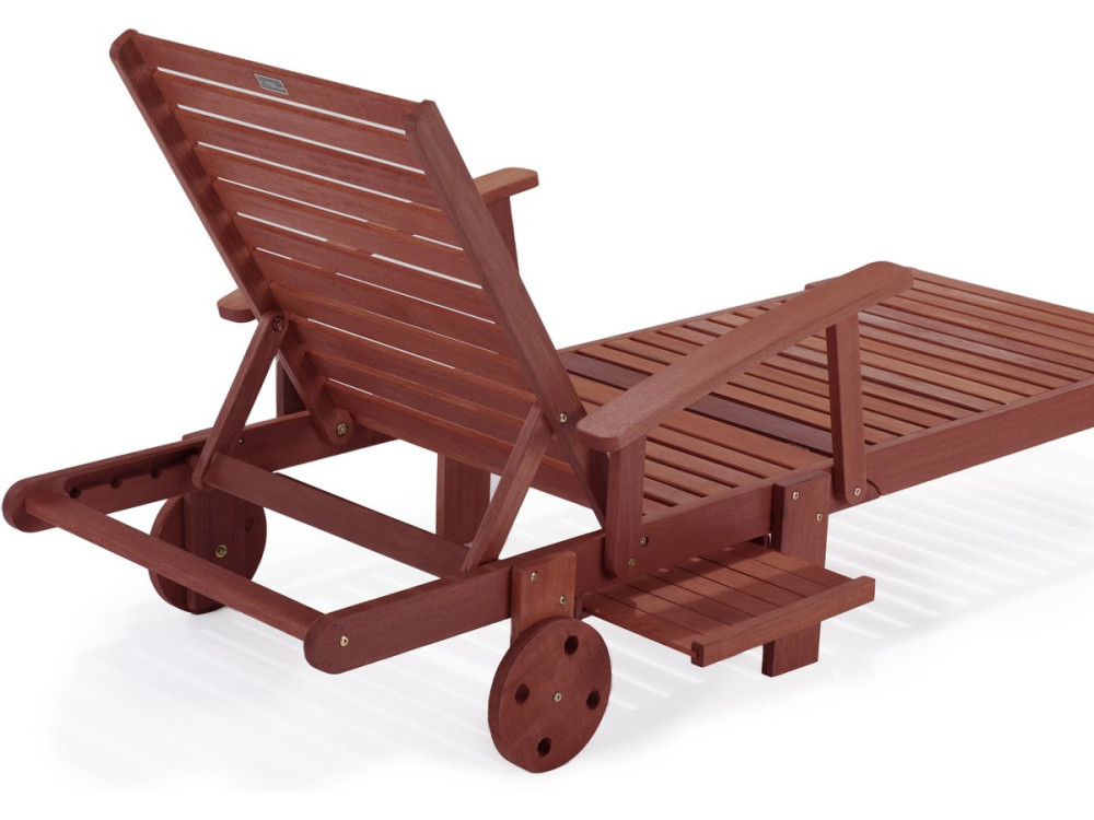 Bain de soleil pliant en bois exotique "Tokyo" - Mohogany - Marron acajou - Lot de 4