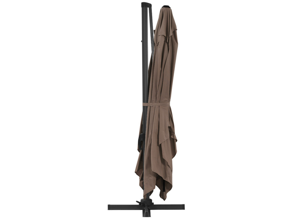 Parasol jardin déporté Alu "Sun 4 " - Rectangle - 3 x 4 m - Taupe - Dalles à lester incluses