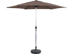 Parasol jardin droit Alu "Sol" - Rond - Ø 3m - Gris - Avec pied à lester