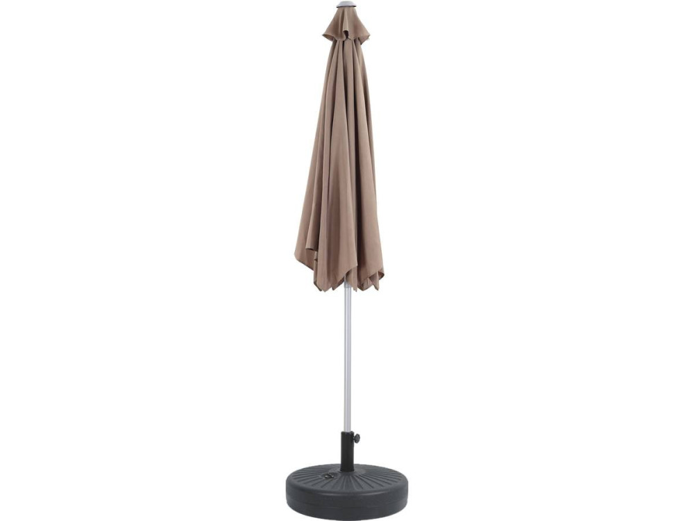 Parasol jardin droit Alu "Sol" - Rond - Ø 3m - Gris - Avec pied à lester