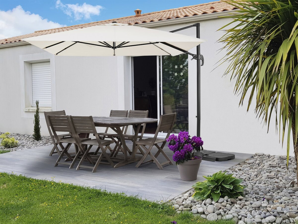Parasol jardin déporté en aluminium "Sky 4" - 3 x 4 m - Ecru