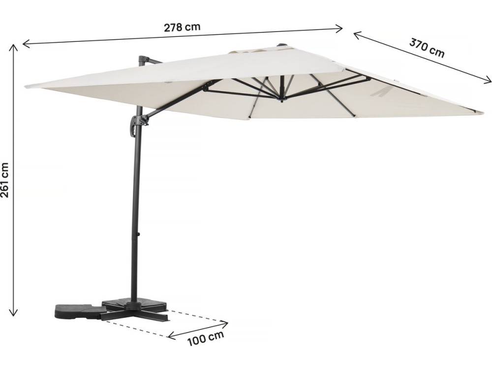 Parasol jardin déporté en aluminium "Sky 4" - 3 x 4 m - Ecru