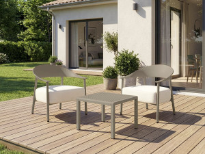 Salon de jardin en métal et plastique "Céora" - 2 places - Taupe 2