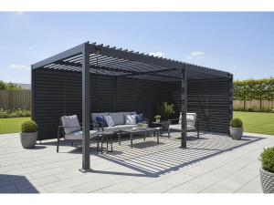 Pergola bioclimatique avec 9 persiennes en aluminium "Kensington" - 3 x 6 m - Gris 2