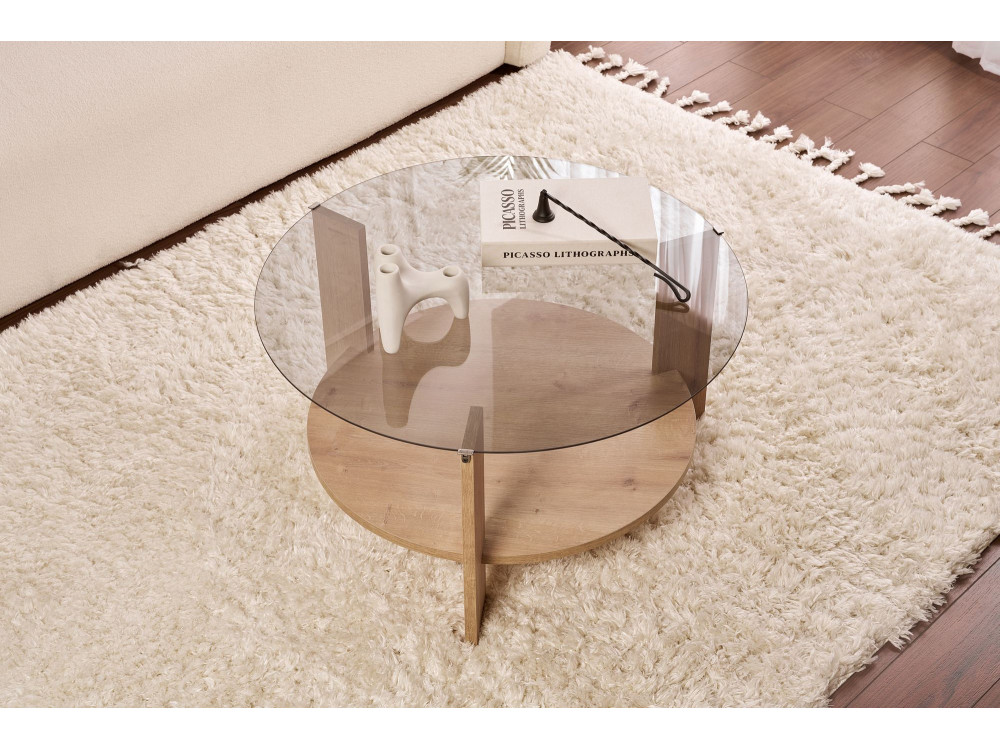Table basse en bois "Clara" - 75 x 75 x 40 cm - Chêne SaphirFumées