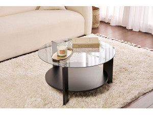 Table basse en bois "Clara" - 75 x 75 x 40 cm - Bois NoirFumée 2