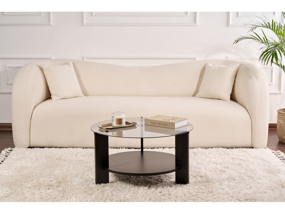 Table basse en bois "Clara" - 75 x 75 x 40 cm - Bois NoirFumée