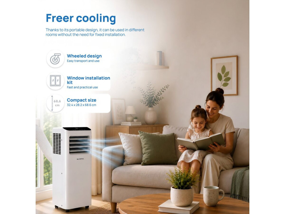 Climatiseur mobile 7000 BTU avec tuyau d'évacuation - 20 m2 - STOCK LIMITE