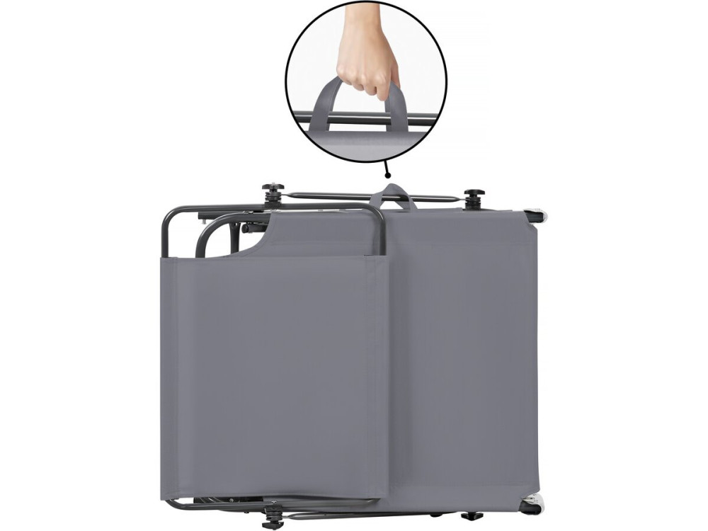 Lot de 2 bains de soleil pliable "Lazy" - Avec pare soleil - Gris