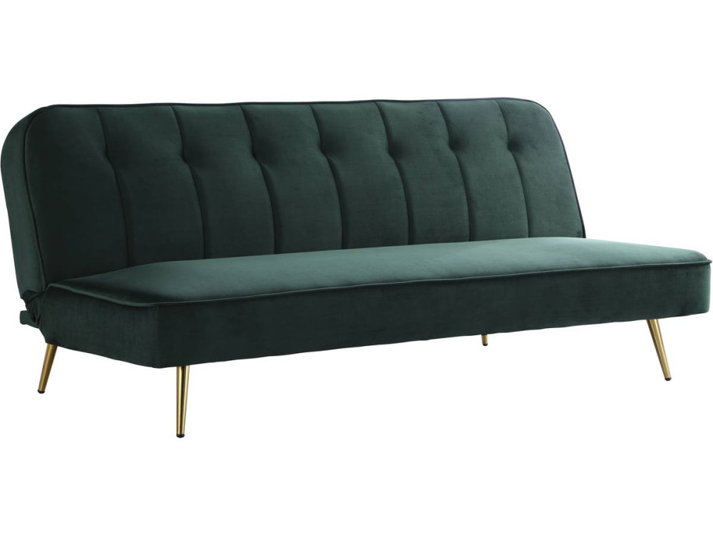 Canapé Clic Clac velours "James" - 180 x  83 x 75 cm - 3 places - Vert foncé.