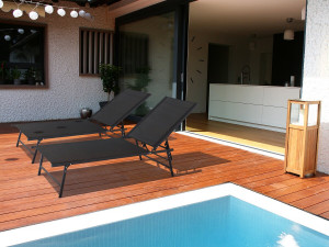 Lot de 2 bains de soleil en métal "Sublima" - 180 x 54 x 104 cm - Noir 2