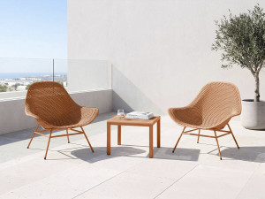 Lot de 2 fauteuils de jardin avec table basse "Soléna" - Orange 2
