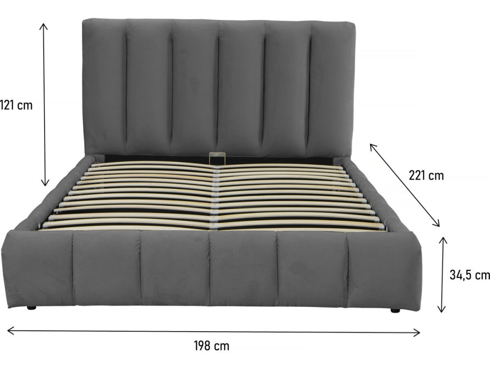 Lit avec coffre "Annie" 180 x 200 cm - Gris