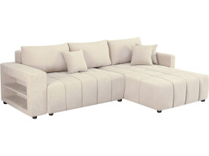 Canapé d'angle convertible tissu chenille 3 places - "Trocadero" - Beige