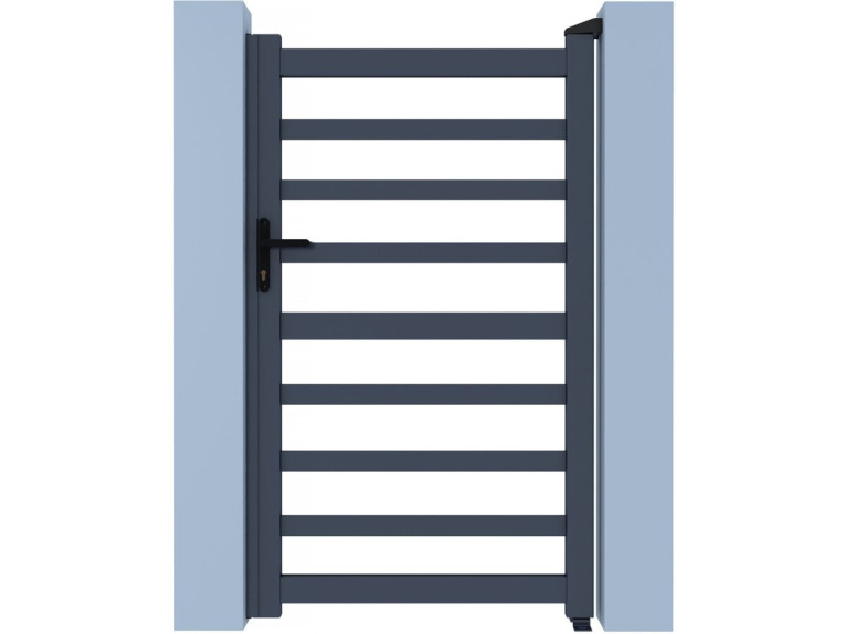Portillon aluminium ajouré "Marius" - 100 x 180 cm - Gris