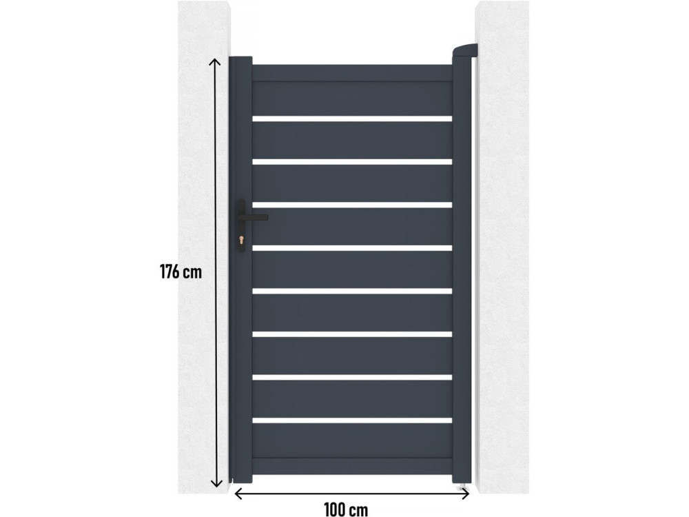Portillon en aluminium  "Bastien" - 100 x 176 cm - Anthracite