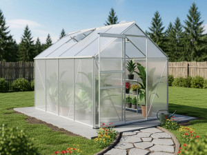 Serre jardin polycarbonate 250 x 190 x 195 cm "Basilic" - 4,75 m² - Gris 2