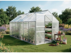 Embase en acier galvanisé pour serre jardin "Basilic" - 7,03 m² - Gris 2