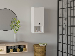 Meuble de salle de bain en bois "Mis" - 30 x 21 x 71 cm - Blanc 2