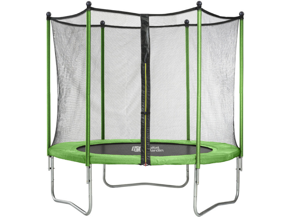 Trampoline "Yoopi" - Ø 3.05 m - Avec filet + échelle + couverture + kit d'ancrage