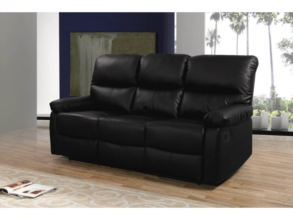 Canapé relax "Lincoln" - 197 x 89 x 103 cm - 3 places - Noir