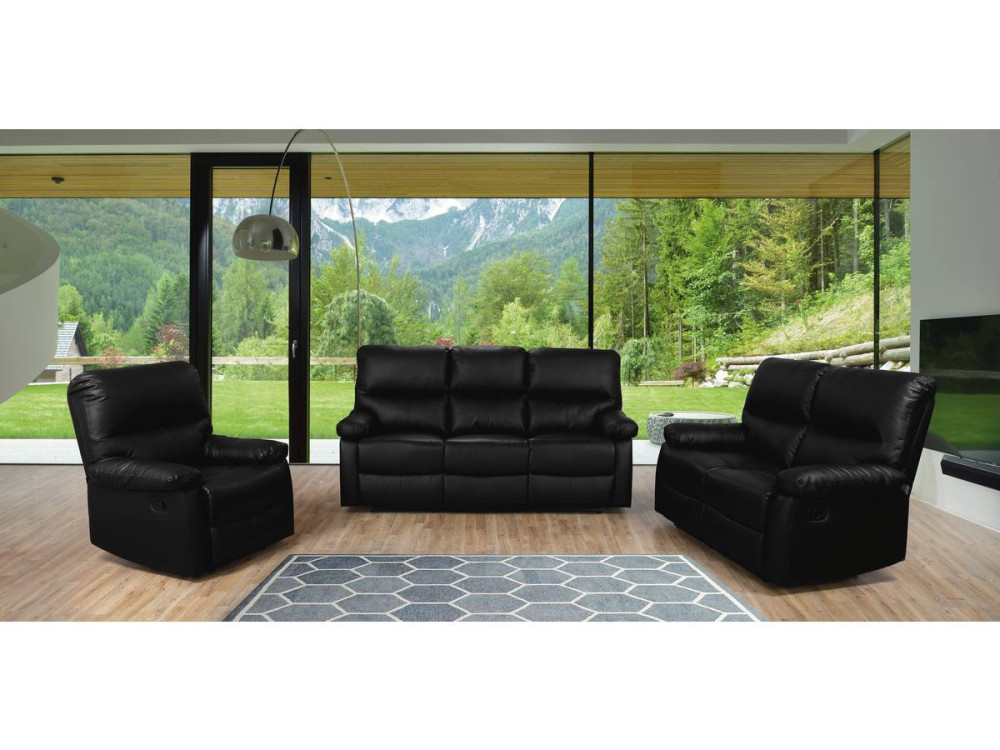 Canapé relax "Lincoln" - 197 x 89 x 103 cm - 3 places - Noir