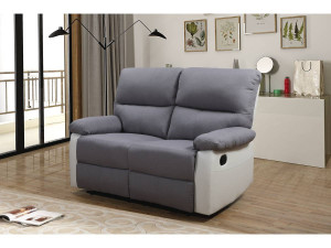 Canapé relax "Lincoln" - 147 x 89 x 103 cm - 2 places - Blanc / gris clair 2