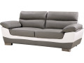 Canapé fixe en cuir reconstitué et PVC "Dallas" - 169 x 88 x 90 cm - 2 places - Blanc - Gris/Blanc