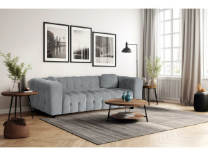Canapé droit en tissu chenille "Vendome" - 3 places - Gris 2