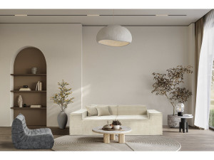 Canapé droit modulable en tissu texturé "Lusso" - 3 places - Beige 2