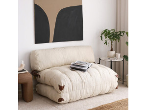 Canapé-lit 2 places en tissu "Fold" - 120 x 75 x 79 cm - Crème 2