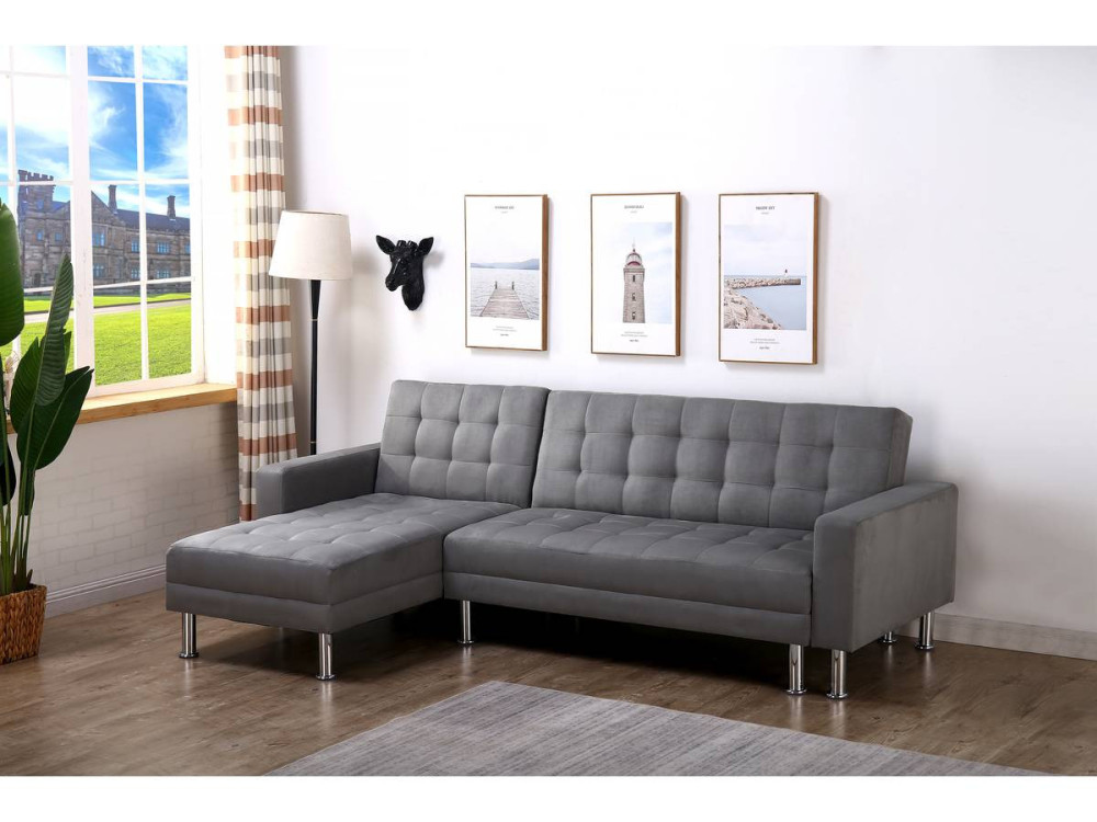 Canapé d'angle convertible et réversible "Theo"- 4 places - Gris
