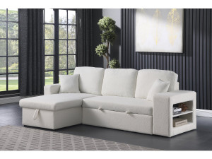 Canapé d'angle bouclettes convertible/reversible "Axel" - 3 Places - Blanc 2