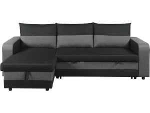 Canapé d'angle réversible/convertible en tissu "Victor" - 3 places - Noir