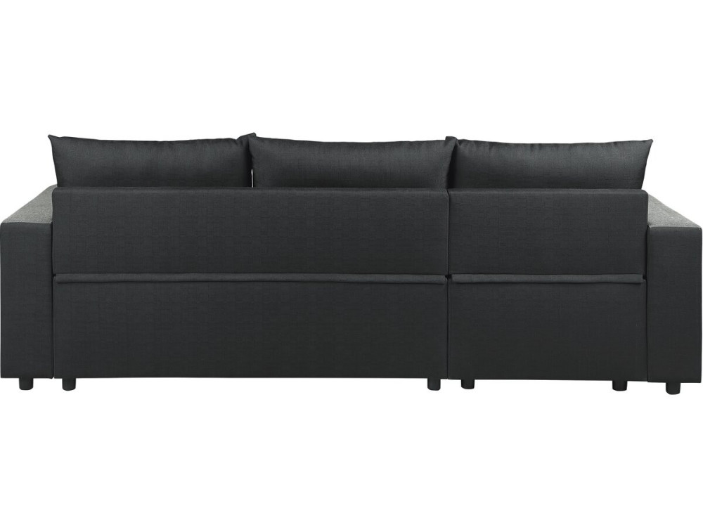 Canapé d'angle réversible/convertible en tissu "Victor" - 3 places - Noir