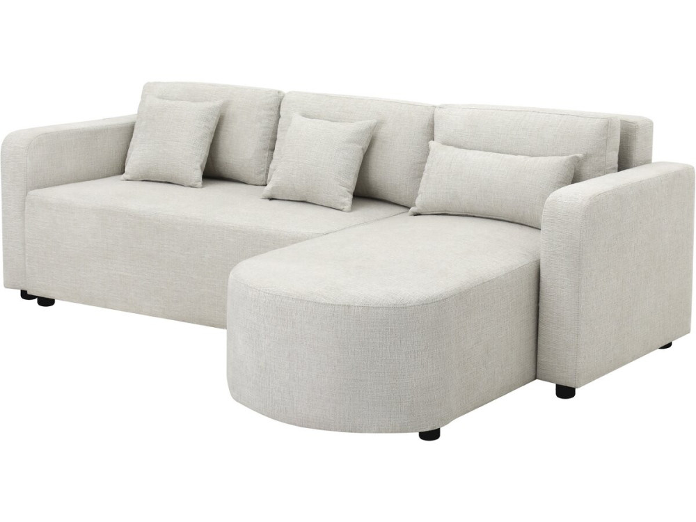 Canapé d'angle convertible/réversible en tissu "Charles" - 3 places - Beige